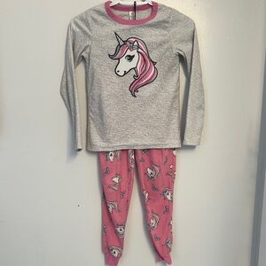 George Unicorn Kids Pajama Set - Gray and Pink